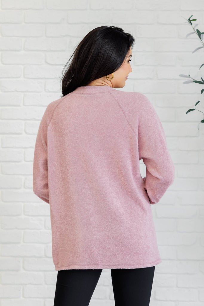 Keeping it Real Brushed Melange Hacci Long Sleeve Tee in Light Rose - The Edit LLC