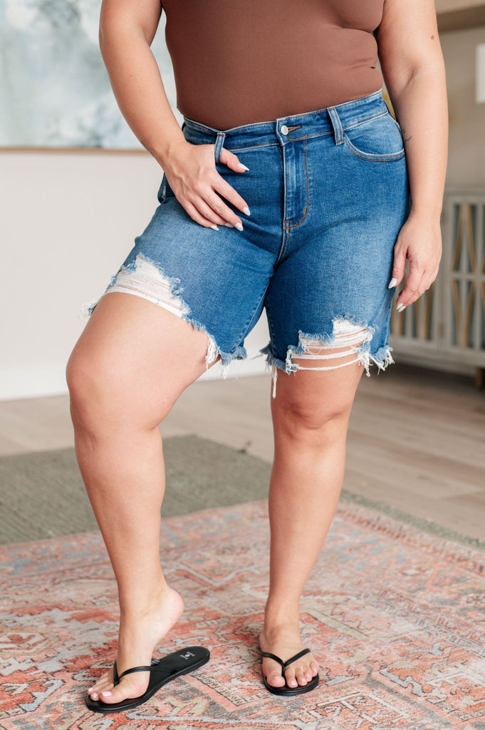 Kelsey Mid Rise Distressed Cutoff Shorts - The Edit LLC