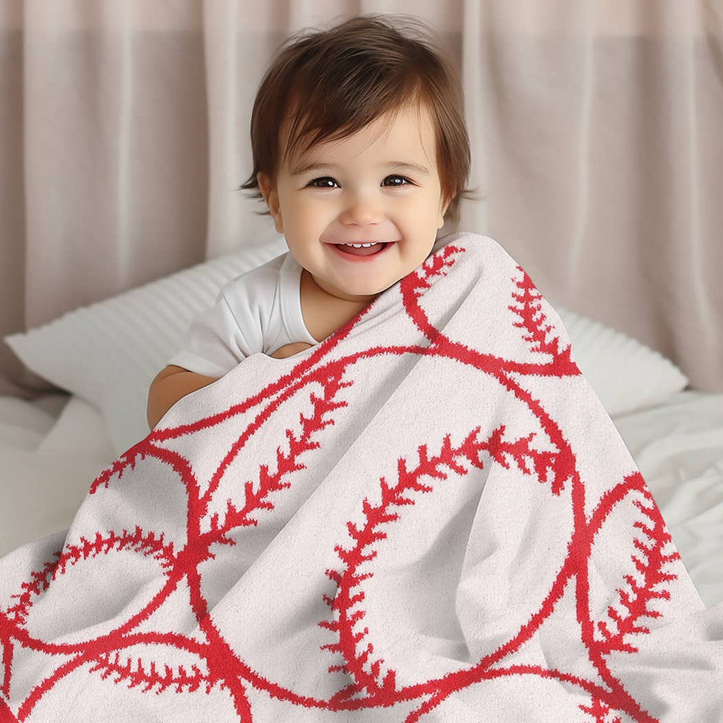 Kids Baby Baseball Pattern Throw Blanket - The Edit LLC