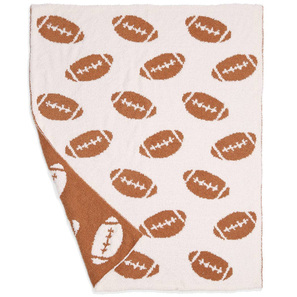 Kids Baby Football Pattern Throw Blanket: FOOTBALL / ONE SIZE - The Edit LLC