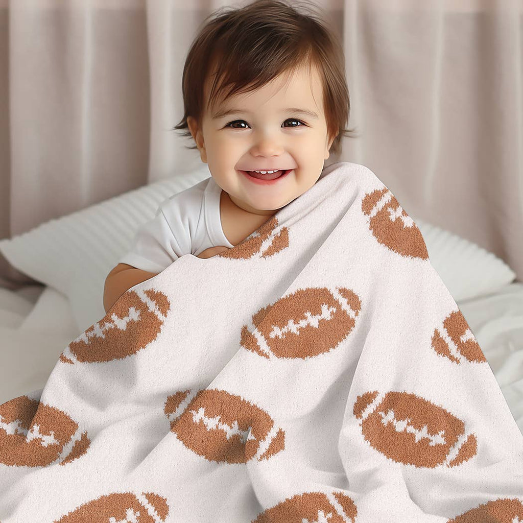 Kids Baby Football Pattern Throw Blanket: FOOTBALL / ONE SIZE - The Edit LLC