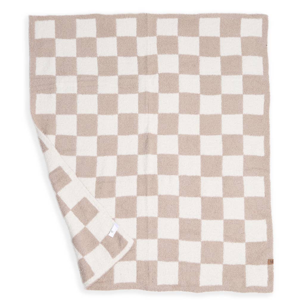 Kids Checkered Pattern Soft Throw Blanket: Beige / ONE SIZE - The Edit LLC