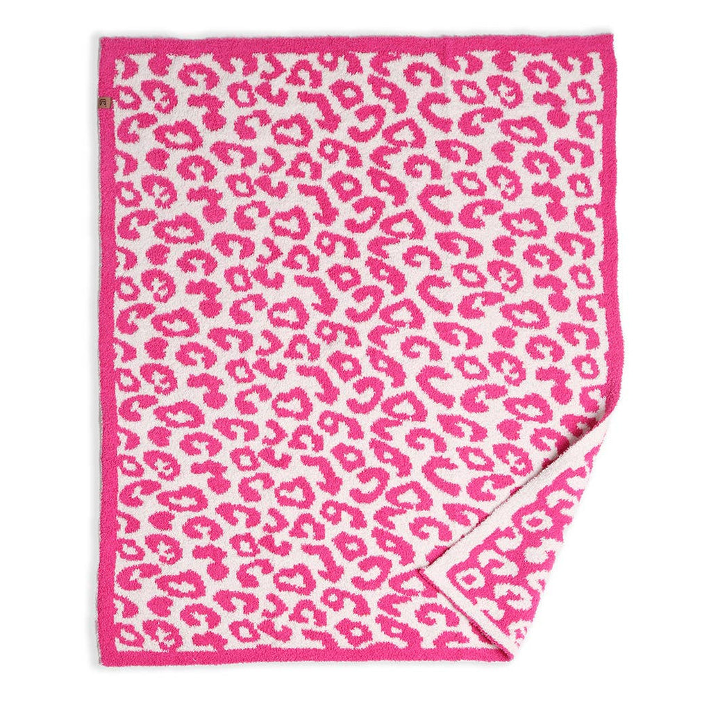 Kids Leopard Print Luxury Soft Throw Blanket: FUCHSIA / ONE SIZE - The Edit LLC