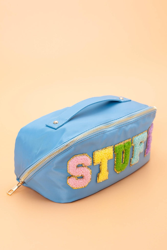 LARGE STUFF OPEN FLAT COSMETIC MAKEUP TRAVEL POUCH | 40P505: SKY BLUE - The Edit LLC