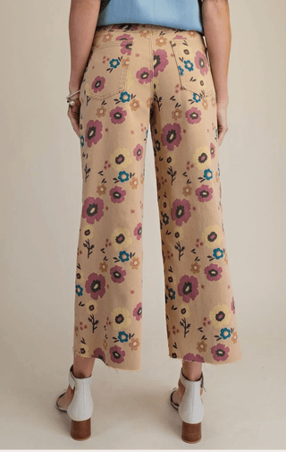 Latte Floral Print Jeans - The Edit LLC