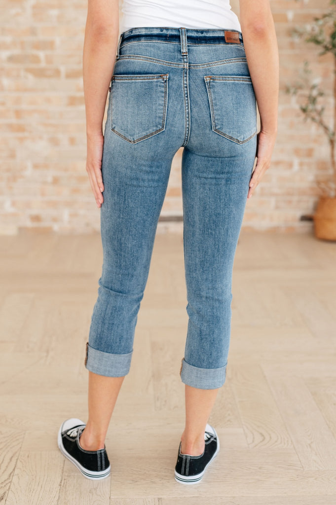 Laura Mid Rise Cuffed Skinny Capri Jeans - The Edit LLC