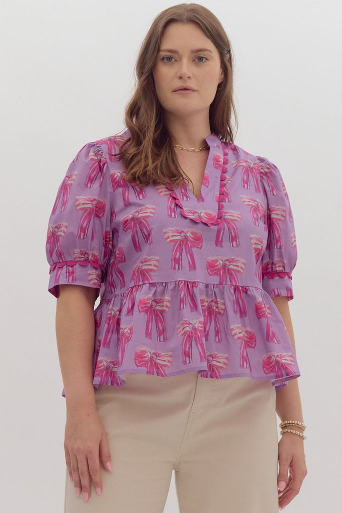 Lavender Bow Blouse - The Edit LLC