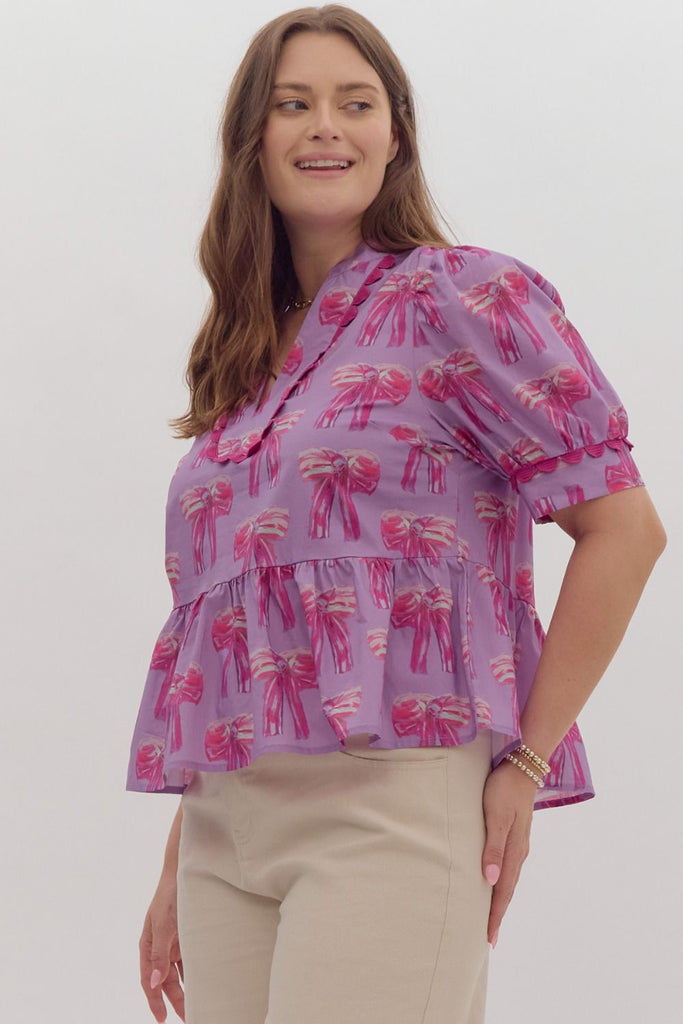 Lavender Bow Blouse - The Edit LLC