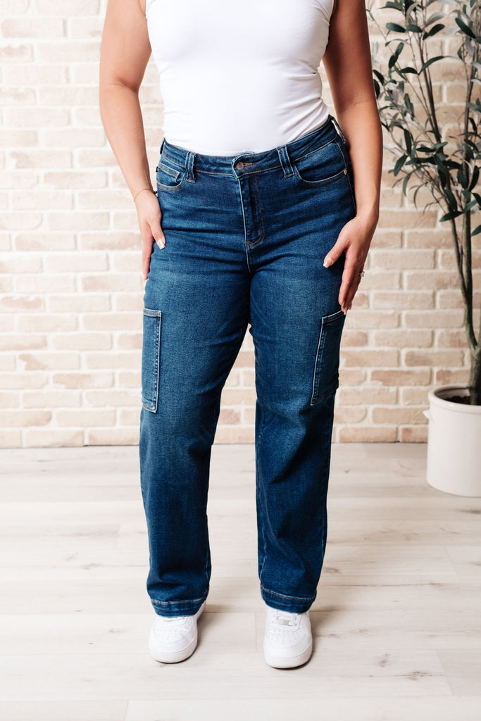 Leila High Rise Cargo Straight Jeans - The Edit LLC