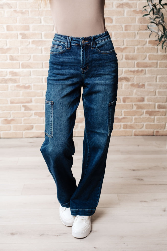 Leila High Rise Cargo Straight Jeans - The Edit LLC