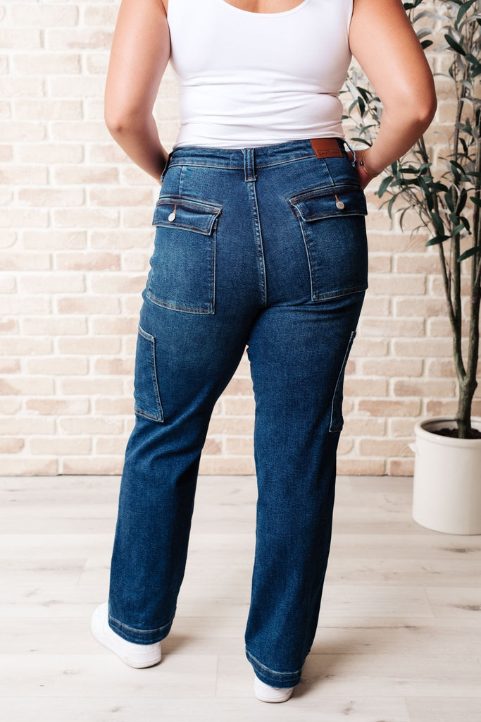 Leila High Rise Cargo Straight Jeans - The Edit LLC