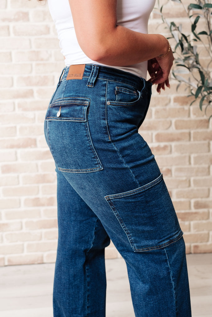 Leila High Rise Cargo Straight Jeans - The Edit LLC