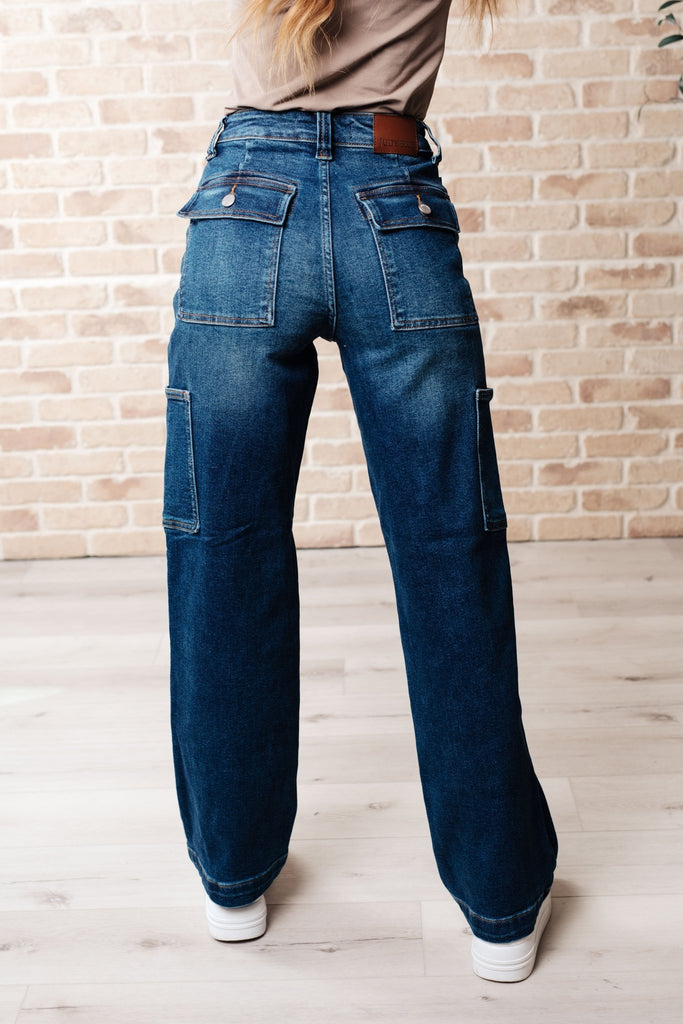 Leila High Rise Cargo Straight Jeans - The Edit LLC