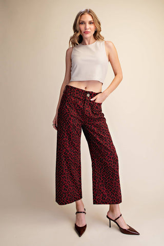 Leopard Colette Cropped Rhinestone Pants - The Edit LLC