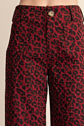 Leopard Colette Cropped Rhinestone Pants - The Edit LLC