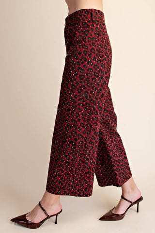 Leopard Colette Cropped Rhinestone Pants - The Edit LLC