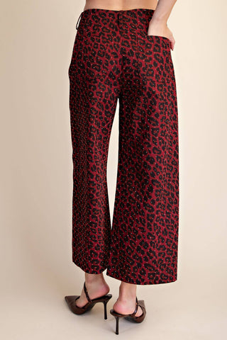 Leopard Colette Cropped Rhinestone Pants: Brown - The Edit LLC