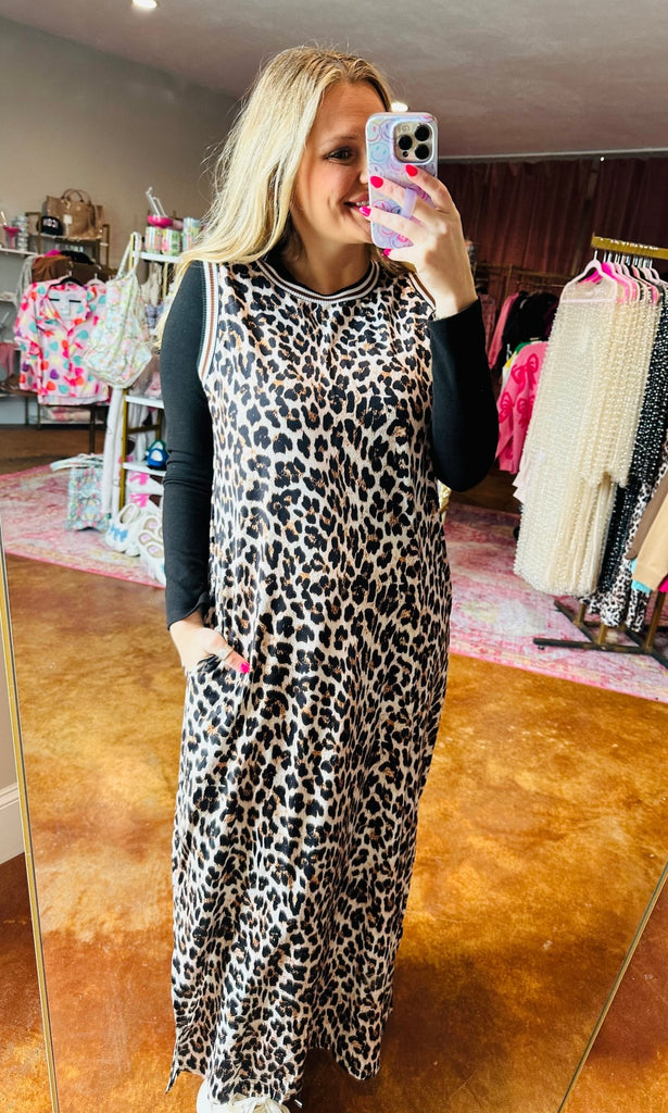 Leopard Contrast Dress - The Edit LLC