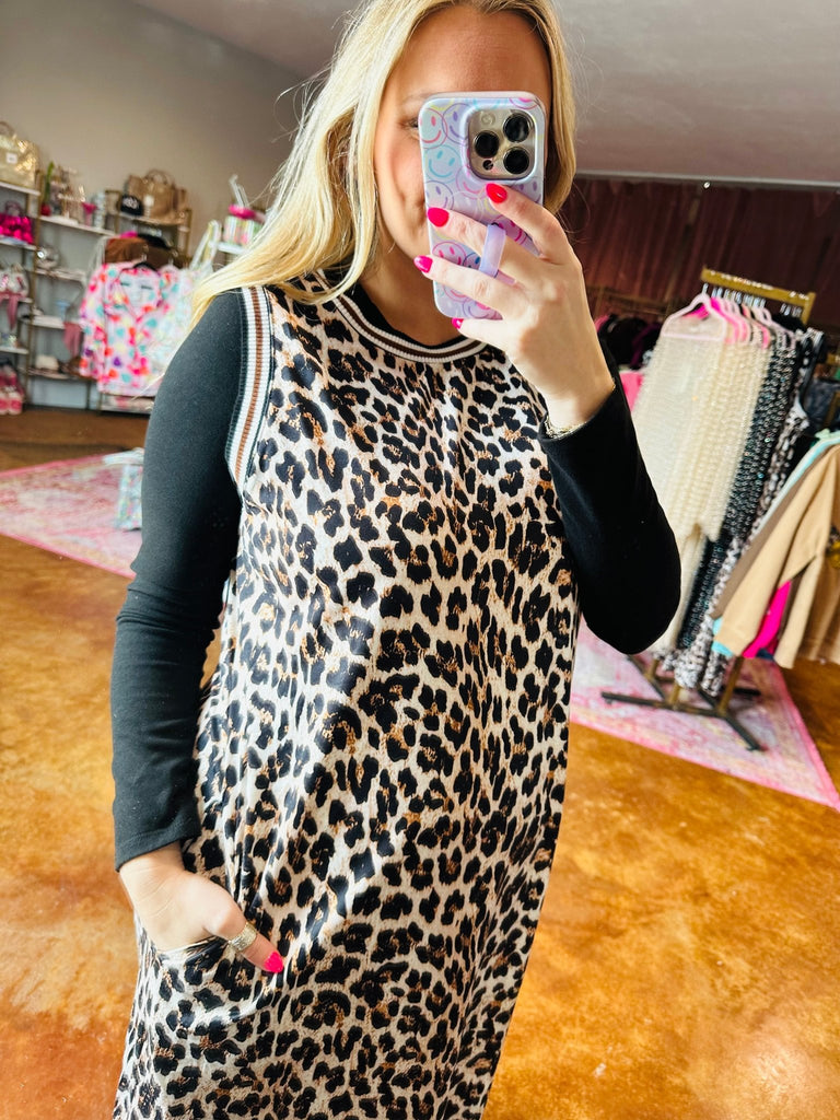 Leopard Contrast Dress - The Edit LLC