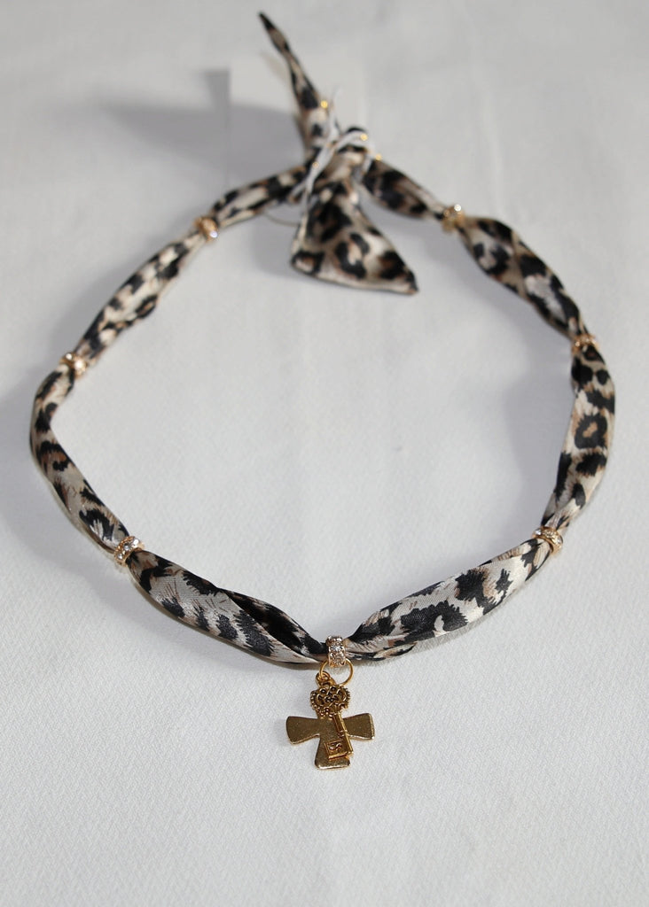 Leopard Cross Scarf Necklace - The Edit LLC