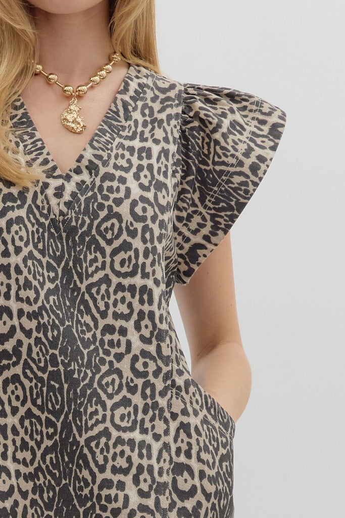 Leopard Dark Denim Dress - The Edit LLC