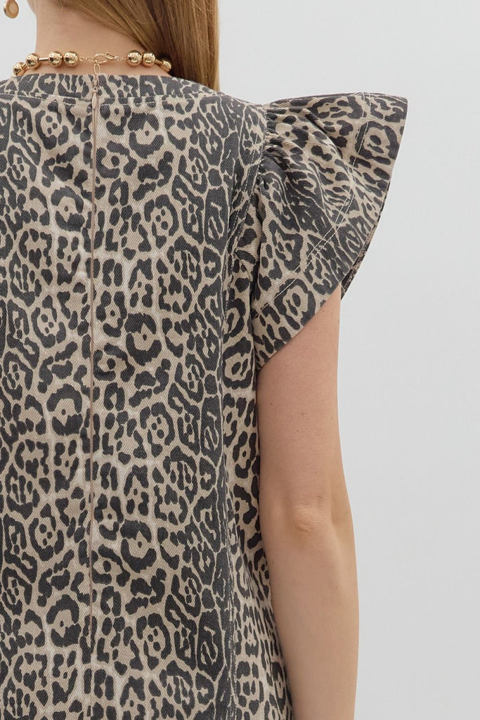 Leopard Dark Denim Dress - The Edit LLC