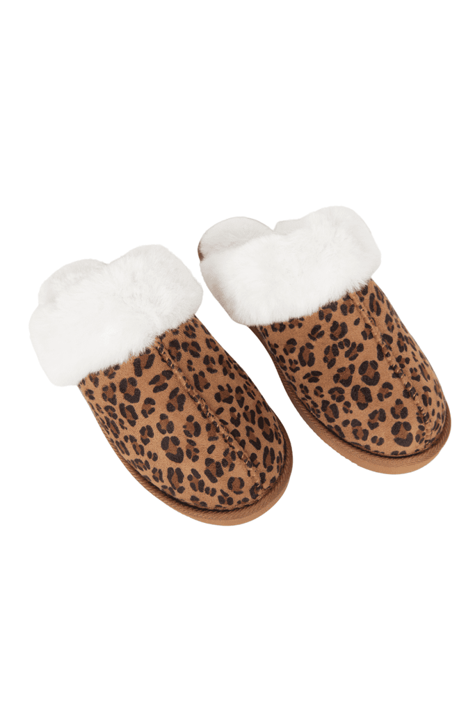 Leopard Print Faux Fur Cozy Slippers - The Edit LLC