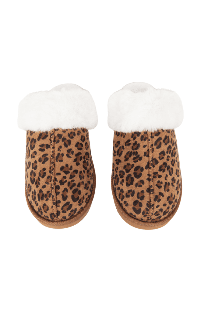 Leopard Print Faux Fur Cozy Slippers - The Edit LLC