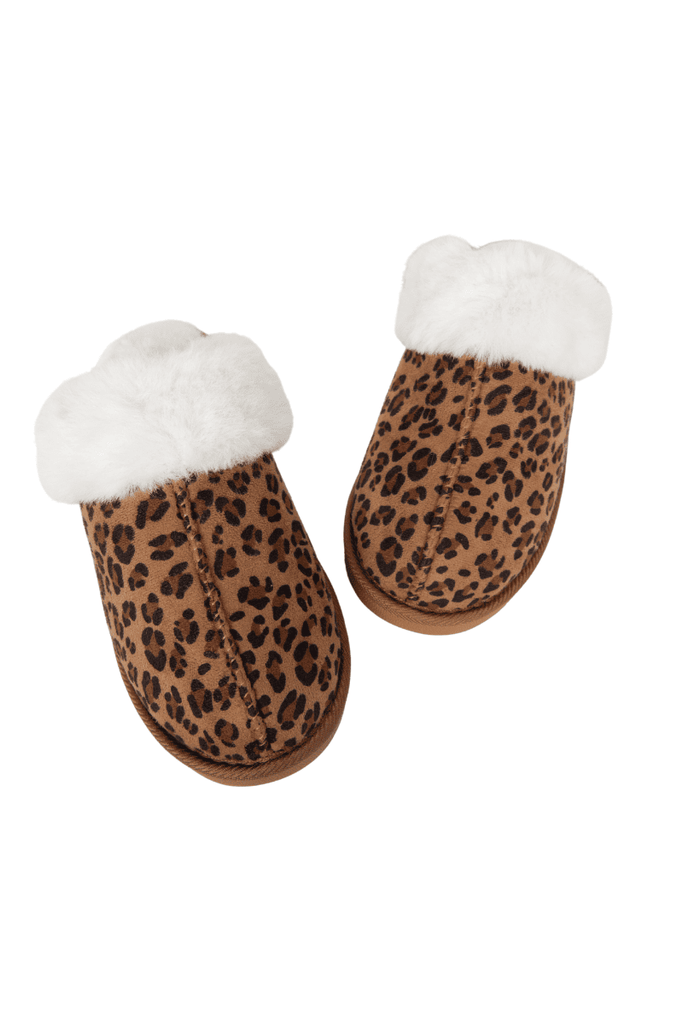 Leopard Print Faux Fur Cozy Slippers - The Edit LLC