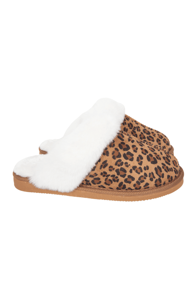 Leopard Print Faux Fur Cozy Slippers - The Edit LLC