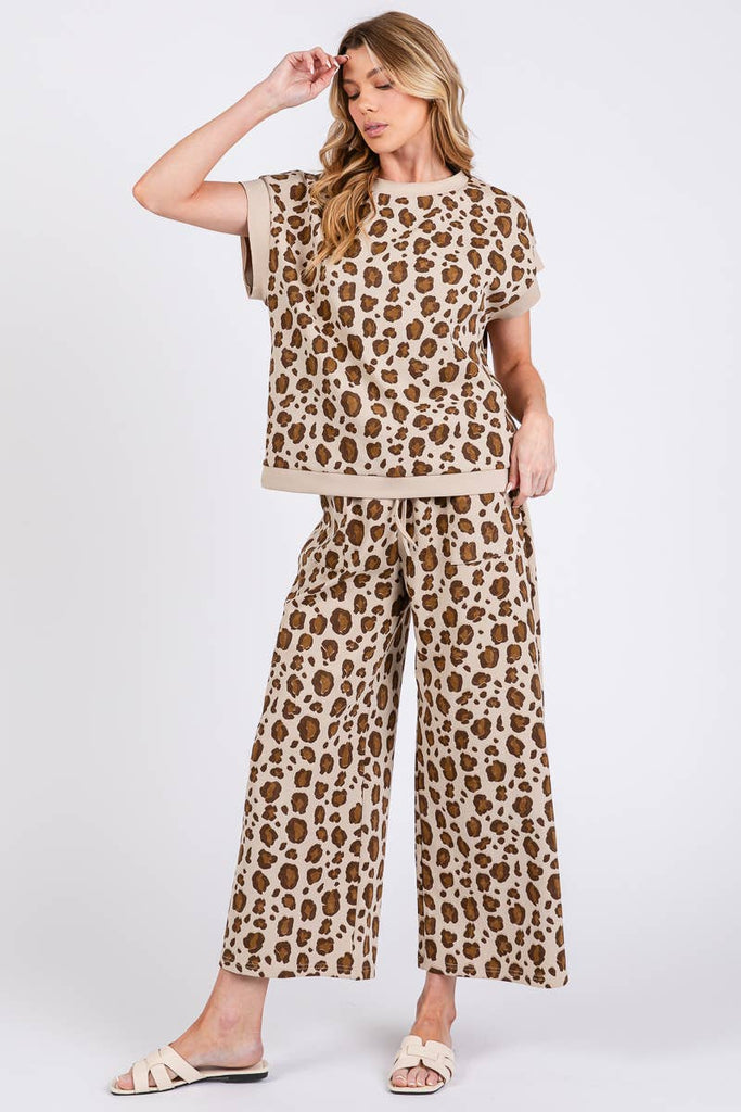 LEOPARD PRINT SCUBA TOP AND PANTS SETS - The Edit LLC
