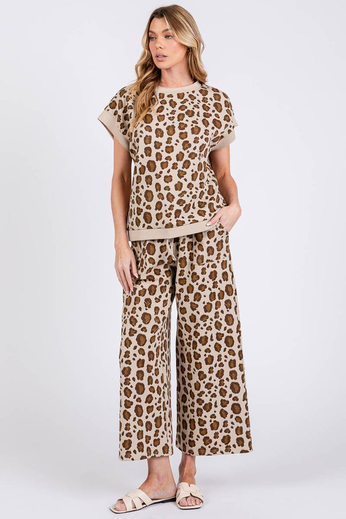 LEOPARD PRINT SCUBA TOP AND PANTS SETS - The Edit LLC