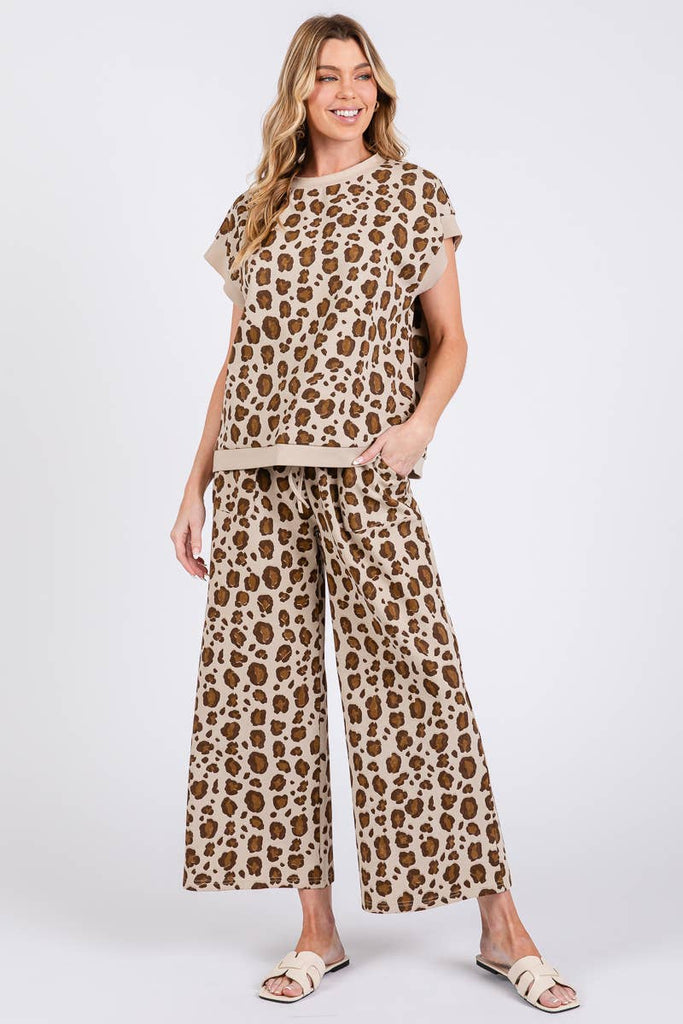LEOPARD PRINT SCUBA TOP AND PANTS SETS - The Edit LLC