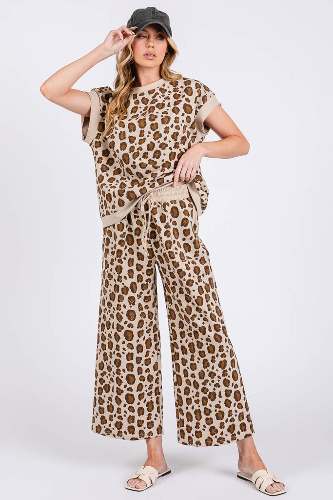 LEOPARD PRINT SCUBA TOP AND PANTS SETS - The Edit LLC