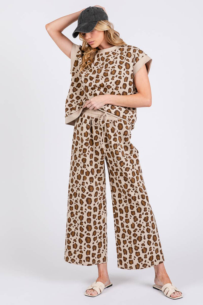 LEOPARD PRINT SCUBA TOP AND PANTS SETS - The Edit LLC