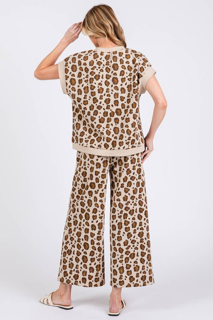 LEOPARD PRINT SCUBA TOP AND PANTS SETS - The Edit LLC