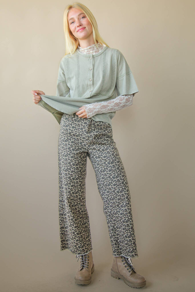 Leopard Printed Marine Straight Pants - The Edit LLC