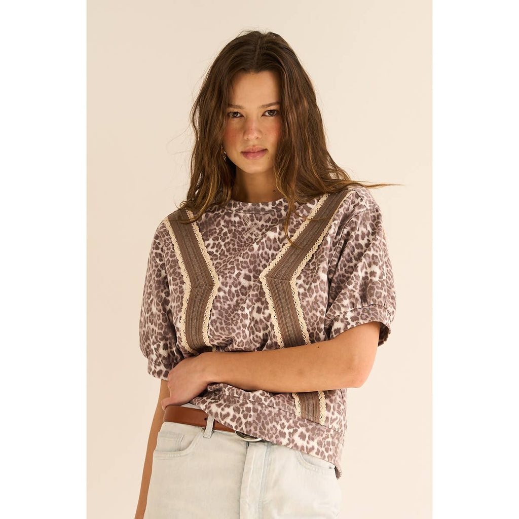 Leopard Puff Sleeve Knit Top - The Edit LLC
