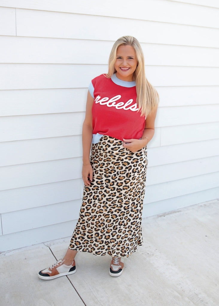 Leopard Satin Elastic Band Skirt - The Edit LLC