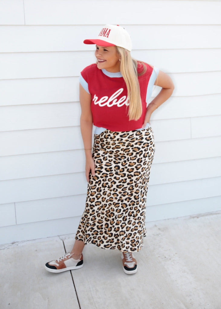 Leopard Satin Elastic Band Skirt - The Edit LLC