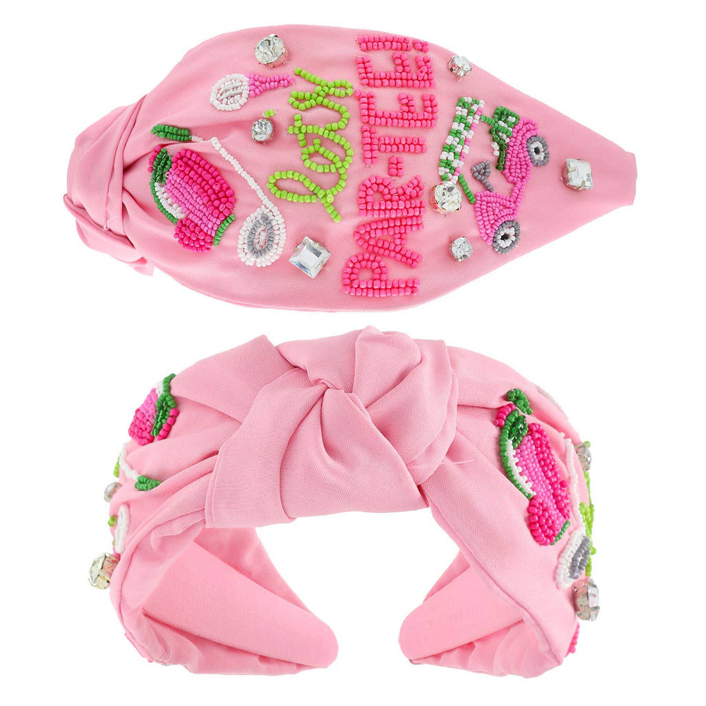Lets Par - Tee Embellished Knotted Headband - The Edit LLC