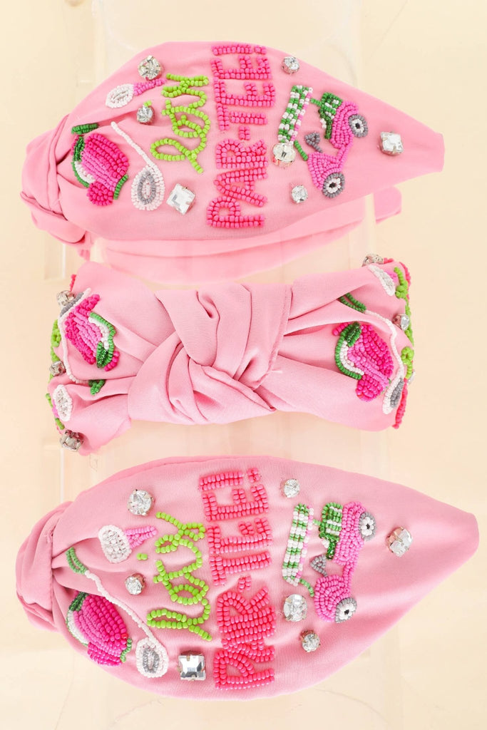 Lets Par - Tee Embellished Knotted Headband - The Edit LLC