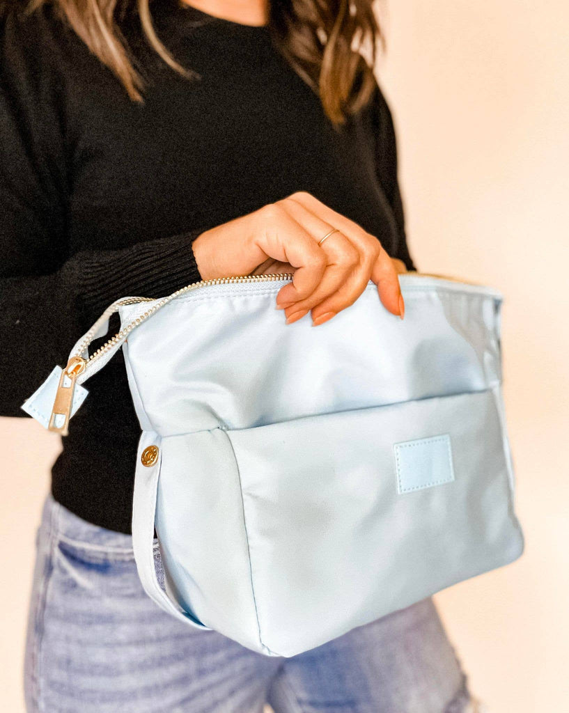 Light Blue Cosmetic Bum Bag, Cosmetic Pouch, Makeup Pouch - The Edit LLC