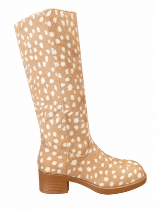 Light Tan JAMI - Printed Knee-High Block Heel Boots - The Edit LLC