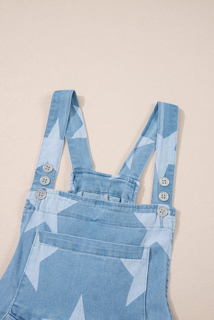 Lightweight Denim Overalls Star Detail - The Edit LLC