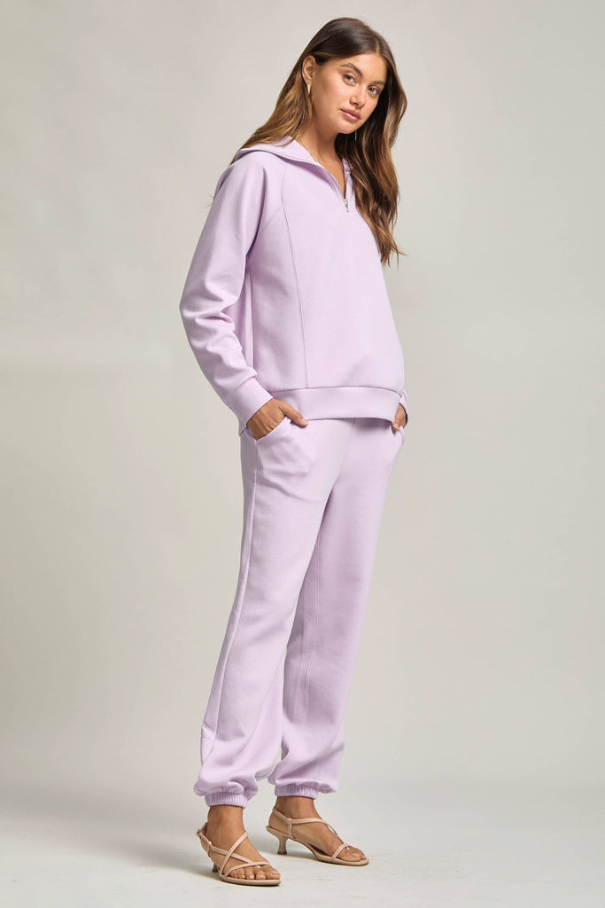 Lilac Quarter Zip Pullover + Jogger Modal Travel Set - The Edit LLC