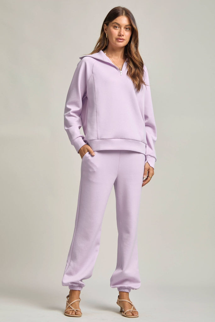 Lilac Quarter Zip Pullover + Jogger Modal Travel Set - The Edit LLC