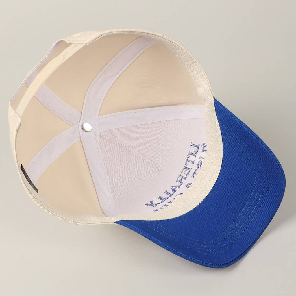 Literally Just A Girl Embroidery Two Tone Trucker Hat: COBALT / ONE SIZE - The Edit LLC