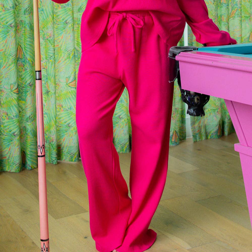 LM - WAFFLE PANT - HOT PINK: HOT PINK / Small - The Edit LLC