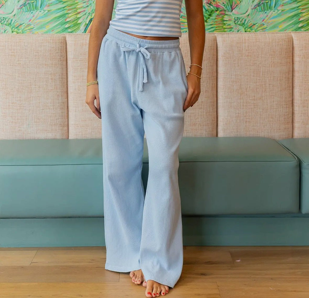 LM - WAFFLE PANT - LIGHT BLUE - The Edit LLC